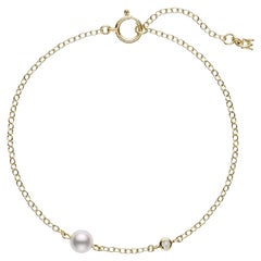 Mikimoto Akoya Cultured Pearl and Diamond 18k Yellow Gold Bracelet MDQ10054ADXK