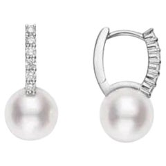 Mikimoto Akoya, boucles d'oreilles en perles de culture avec diamants MEA10228ADXW