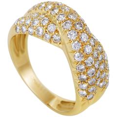 Van Cleef & Arpels Diamond Pave Yellow Gold Band Ring