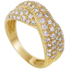 Van Cleef & Arpels Diamond Pave Yellow Gold Band Ring 9