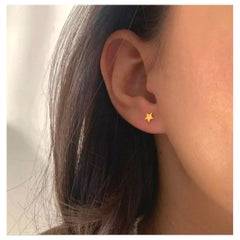 Pendientes de oro amarillo de 14 quilates Estrella Minimalista Pendientes de estrella Aniversario Regalo Unisex