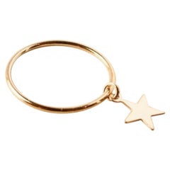Anillo de Oro Amarillo de 14k Anillo Estrella Celestial Regalo de Cumpleaños para Amor