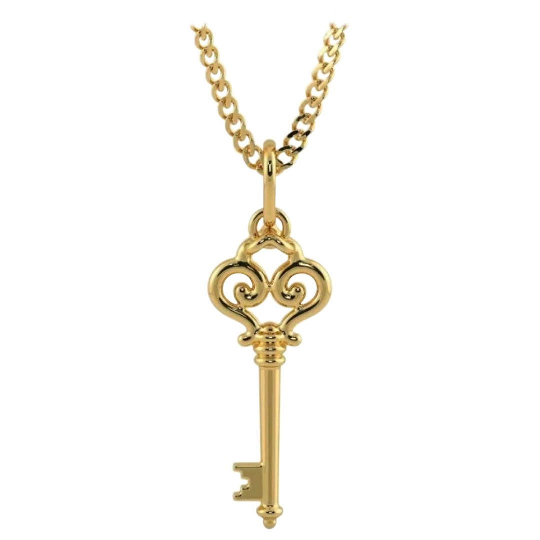 18K Solid Gold Handmade Key Charm Pendant gold pendant Minimalist Necklaces