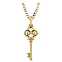 18K Solid Gold Handmade Key Charm Pendant gold pendant Minimalist Necklaces