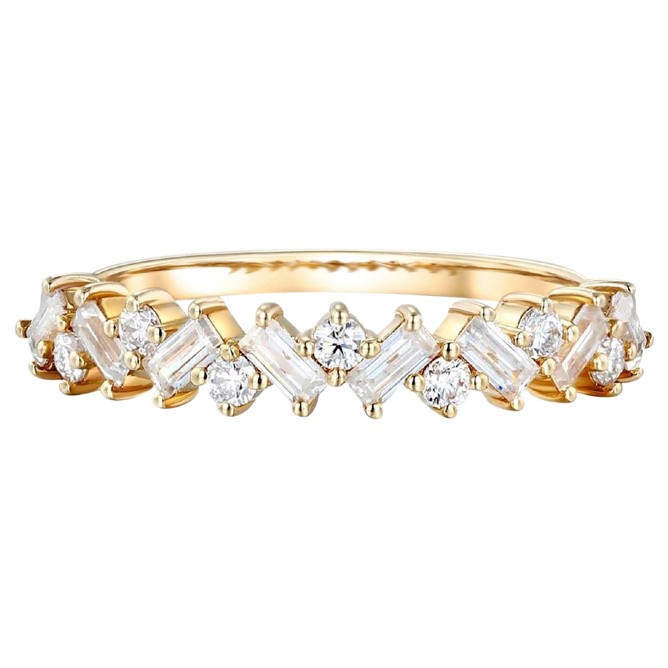 Baguette Wedding 14k gold ring.