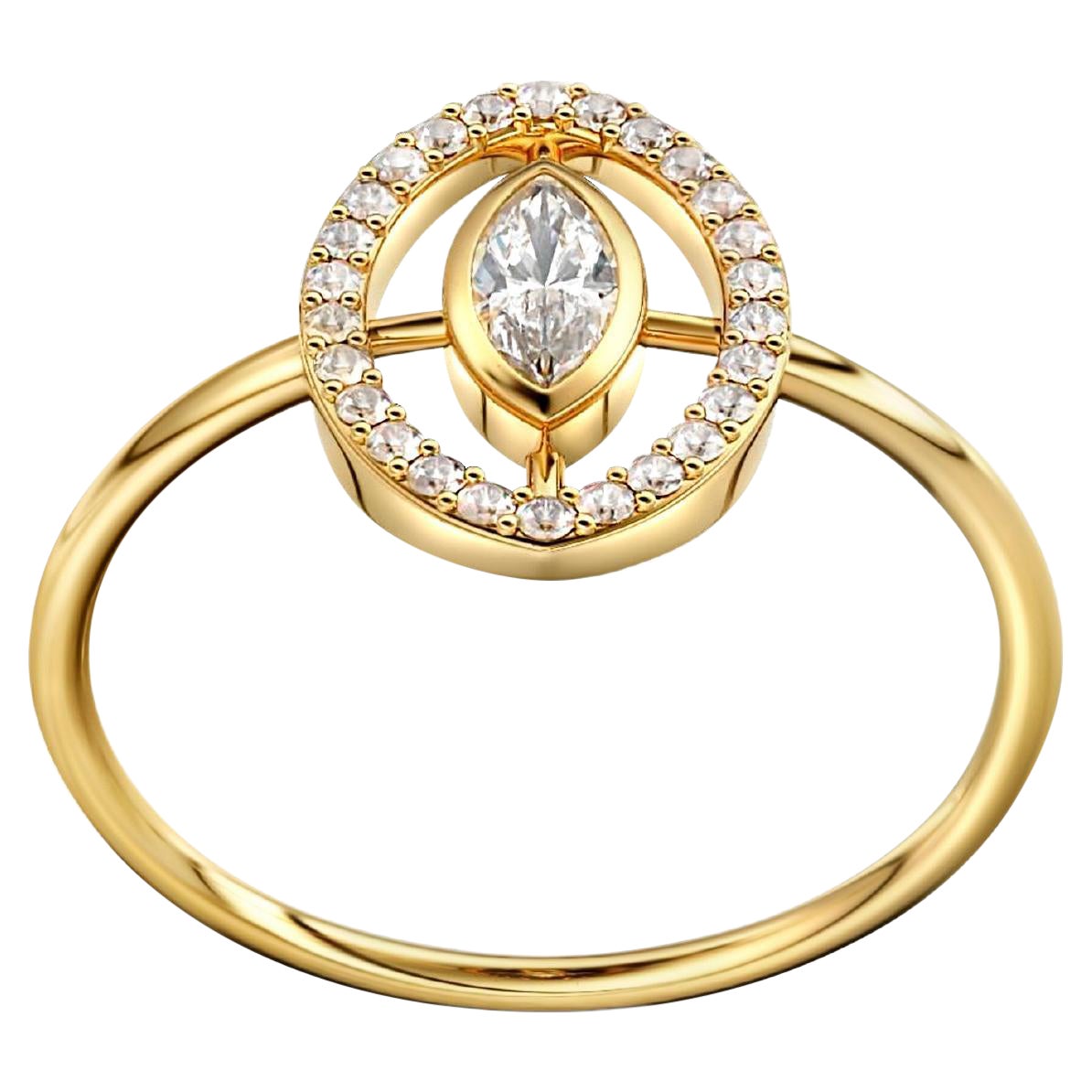 Bezel set marquise moissanite 14k gold ring.