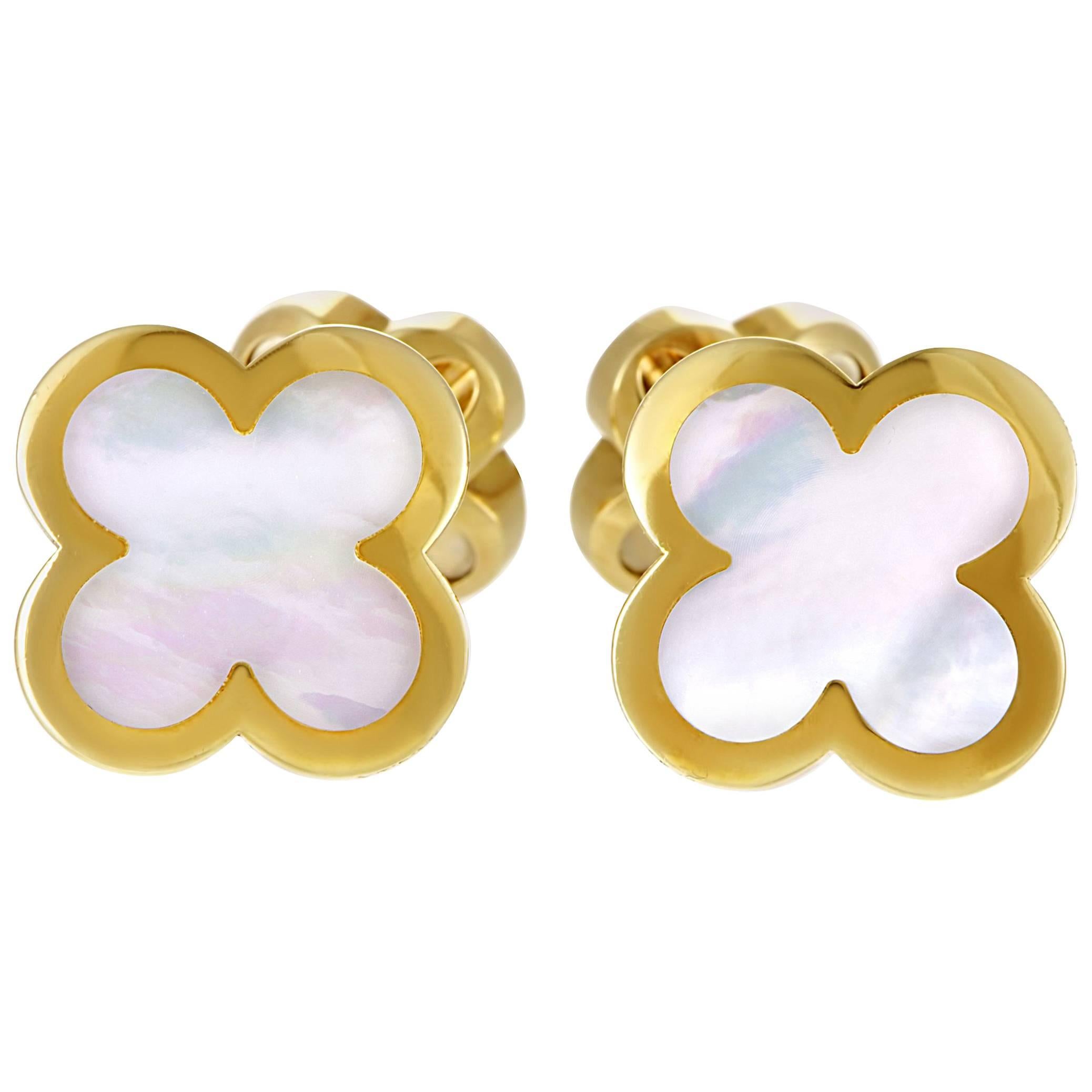 Van Cleef & Arpels Pure Alhambra Mother-of-Pearl Yellow Gold Cufflinks