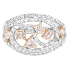 1.10ctt Pink Diamond Cocktail Ring 18k Gold Two Tone