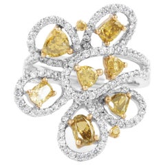 1.59ctt Greenish Brownish Yellow Diamond Floral Ring 18k