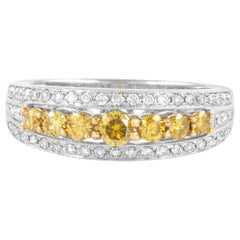 Anello da cocktail con diamanti gialli 0,62 carati 18k bicolore