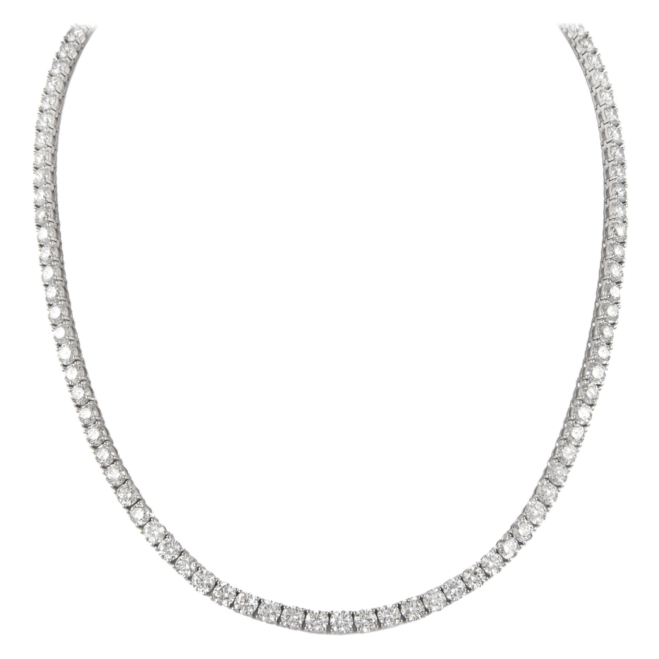 Alexander Beverly Hills 14.59ct Diamond Tennis Necklace 18k White Gold