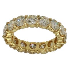 Bague d'éternité complète en or 14 carats avec un véritable diamant rond naturel de 4 1/2 carats
