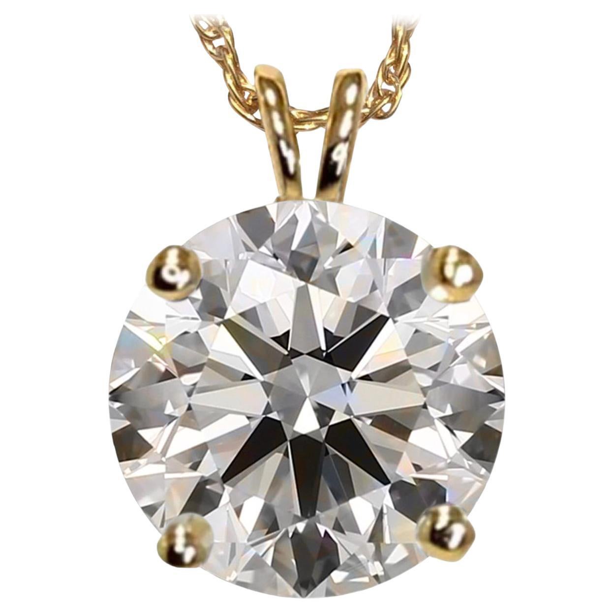 Cerca de 1 Quilate Ct GIA Solitario Natural Collar Colgante Diamante Redondo Oro 14k en venta
