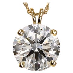 Near 1 Carat Ct GIA Natural Solitaire Round Diamond Pendant Necklace 14k Gold