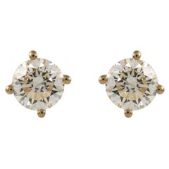 1.11ct Round Diamond Stud Earrings 18k Yellow Gold