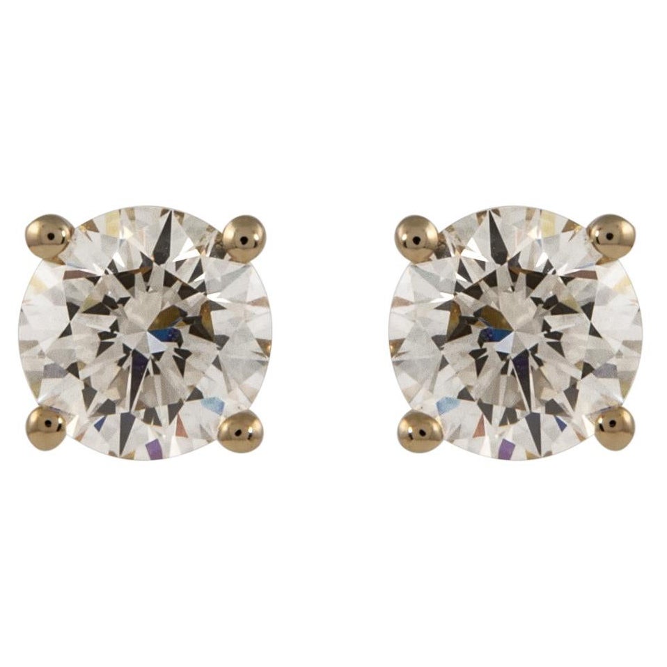 2.02ct Round Diamond Stud Earrings Yellow Gold