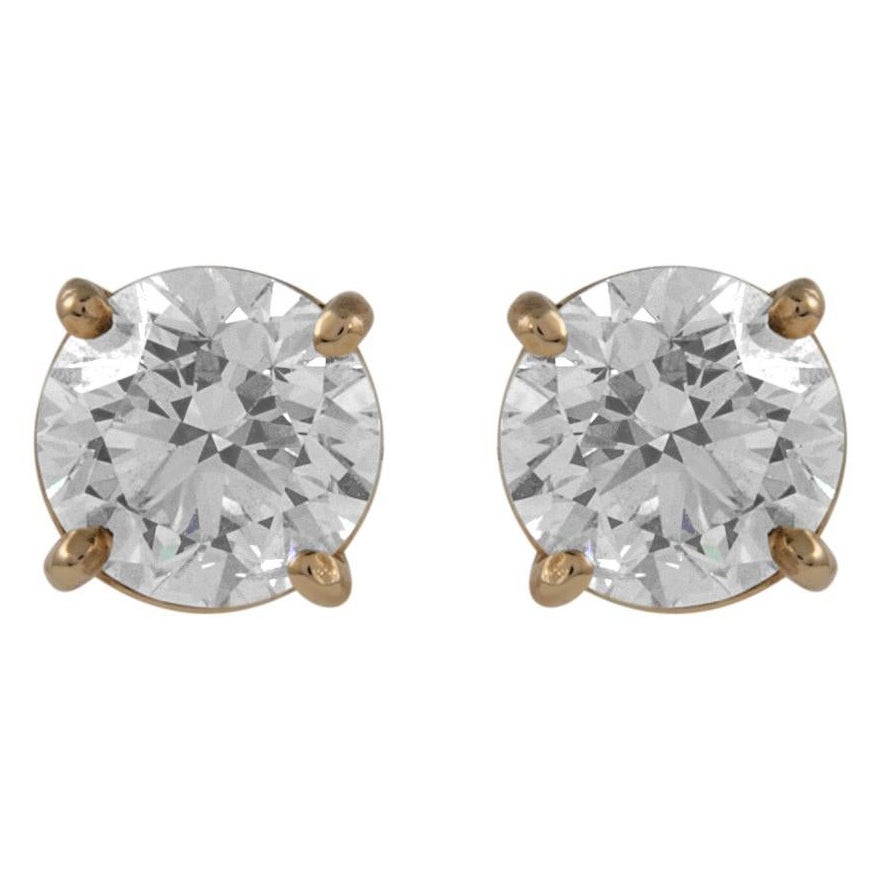 Alexander Beverly Hills EGL 1.97ct Round Diamond Stud Earrings Yellow Gold