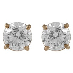 Alexander Beverly Hills EGL 1.97ct Round Diamond Stud Earrings Yellow Gold