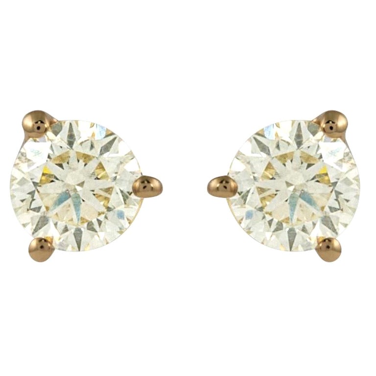 0.79ct Round Diamond Stud Earrings 18k Yellow Gold