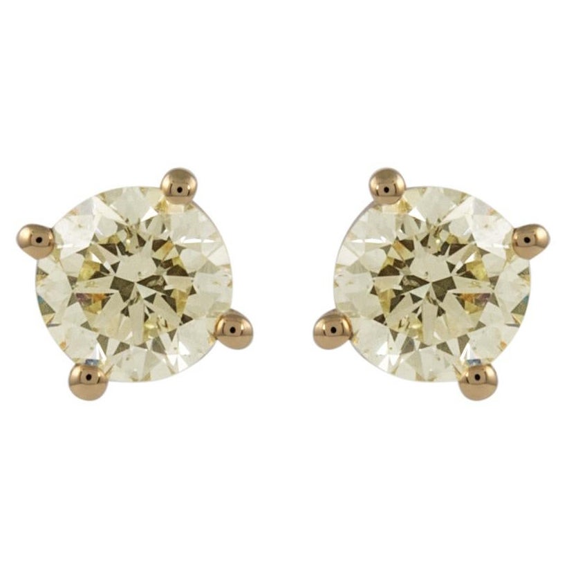 1,06 Karat runder Diamant-Ohrstecker 18k Gelbgold