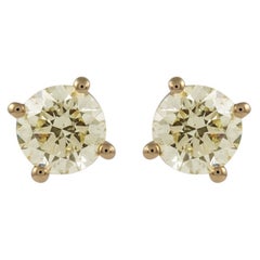 1.06ct Round Diamond Stud Earrings 18k Yellow Gold