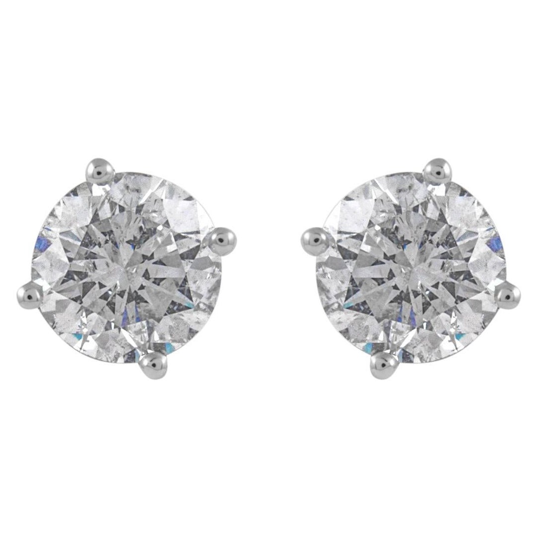 EGL Certified 2.05 Carat Diamond Stud Earrings White Gold