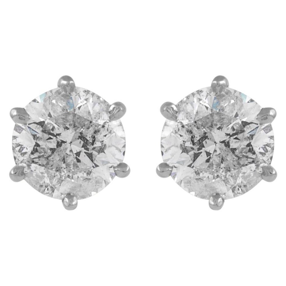 EGL Certified 2.25 Carat Diamond Stud Earrings White Gold For Sale