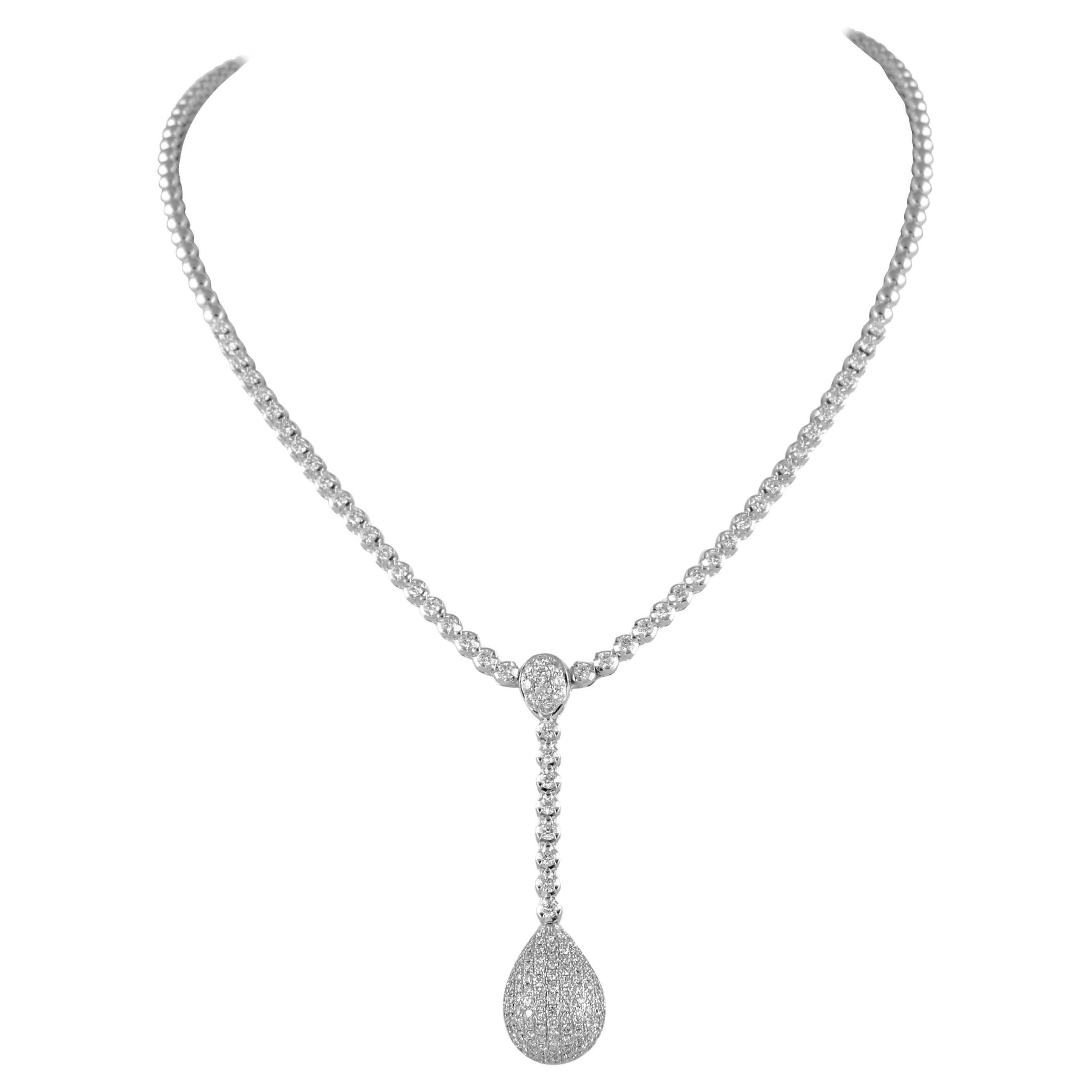 1.39 carat Diamond Drop Necklace 18 karat White Gold