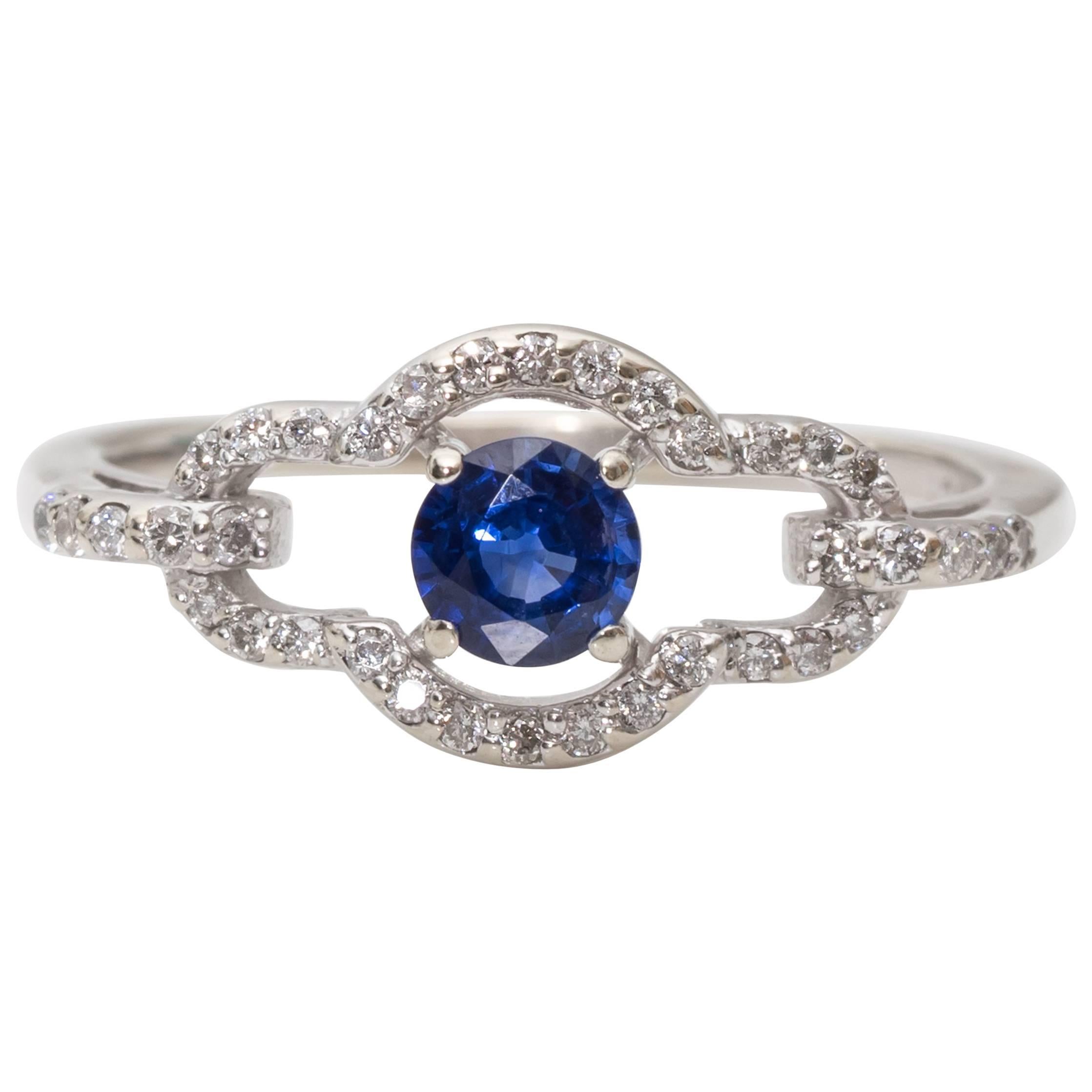 Sapphire Diamond White Gold Ring For Sale