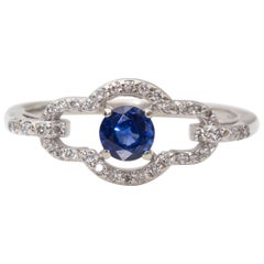 Indigo Sapphire and Diamond 14 Karat White Gold Ring