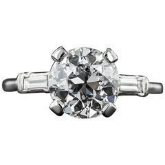 Vintage 2.01 Carat GIA European-Cut Diamond Platinum Engagement Ring 
