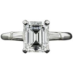 2.21 Carat GIA Emerald Cut Diamond platinum Ring 2.21 Carat GIA Emerald Cut Diamond platinum Ring
