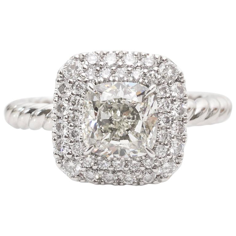 GIA Certified 1.71 Carat Diamond in David Yurman Platinum Mounting at 1stdibs