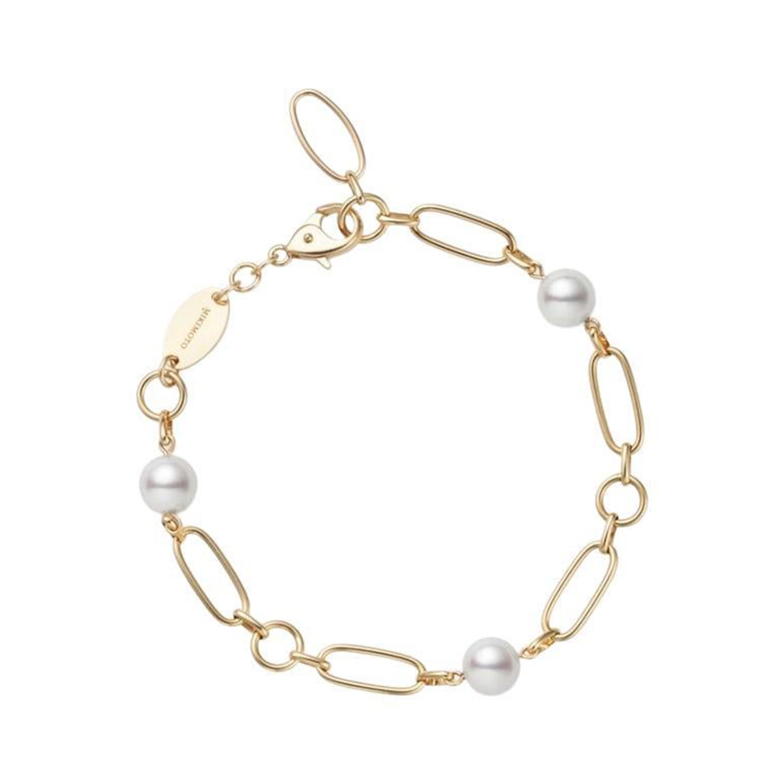 Mikimoto 18k Yellow Gold M Code Cultured Pearl Bracelet MDQ10059AXXK