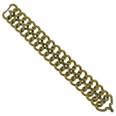 Van Cleef & Arpels Diamond and Emerald Yellow Gold Longchain Bracelet 2