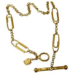 Denise Roberge Edgy Gold Paper Clip Toggle Necklace