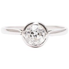 French Art Deco 0.80 Carat Diamond Solitaire in Platinum
