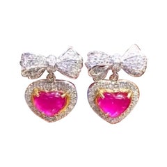 Rubíes de Birmania de 5.20 quilates certificados por AIG  Pendientes de oro de 18 quilates con diamantes de 1,70 quilates