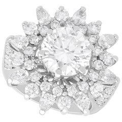 Bague grappe vintage en platine et diamants 5,41 carats, c. 1990