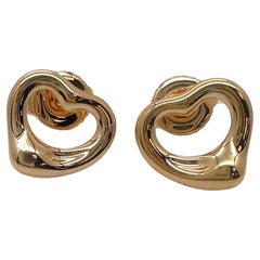 Tiffany & Co. Elsa Peretti Open Heart Stud Earrings 18k Rose Gold 11 mm