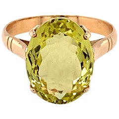 Oval Cut Lemon Topaz Yellow Gold Solitaire Ring