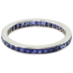  Art Deco French Cut Sapphire Eternity Band 