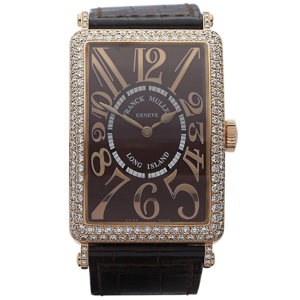 Franck Muller Rose Gold Long Island Relief Original Diamond Automatic Wristwatch