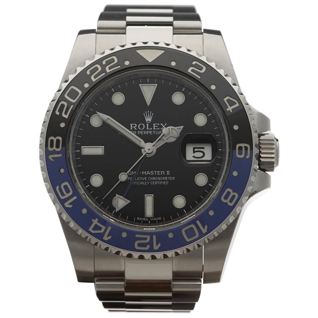 Rolex Stainless Steel GMT-Master II Day-Night Batman Automatic Wristwatch