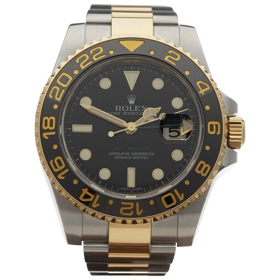 Rolex Stainless Steel Yellow Gold Oyster GMT-Master II Automatic Wristwatch