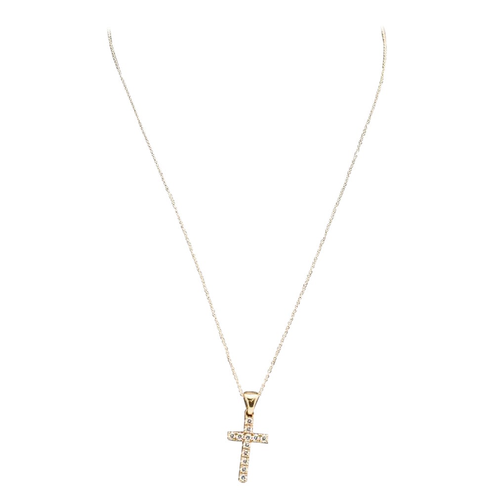 Collana con ciondolo CROSS in oro e diamanti in vendita