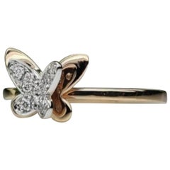 Anillo Mariposa Diamante Oro 14k Anillo Mariposa Diamante Natural Regalo de Cumpleaños.