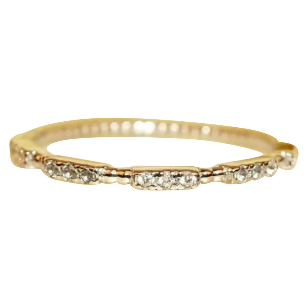 Diamond Gold Ring Stackable Band White 14K Wedding Round Eternity Yellow
