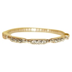 Diamond Gold Ring Stackable Band White 14K Wedding Round Eternity Yellow