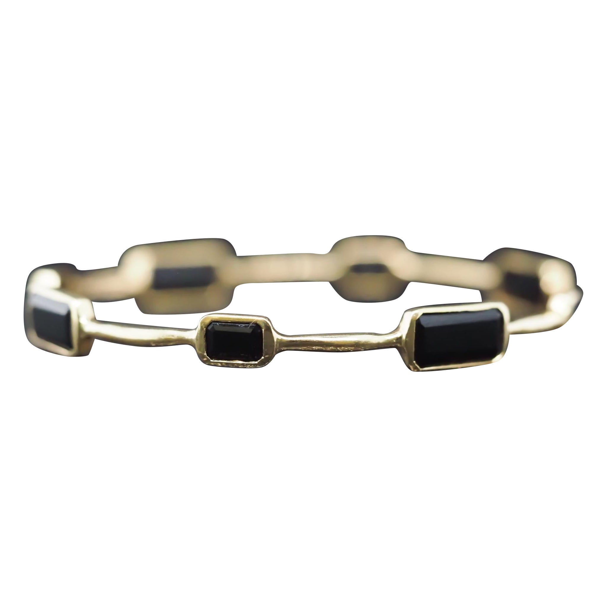 IPPOLITA Bracelet jonc en or jaune 18 carats, onyx et finition martelée